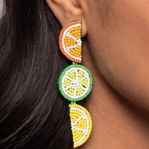 Paparazzi Citrus Slice Earrings - Orange, Green, Yellow